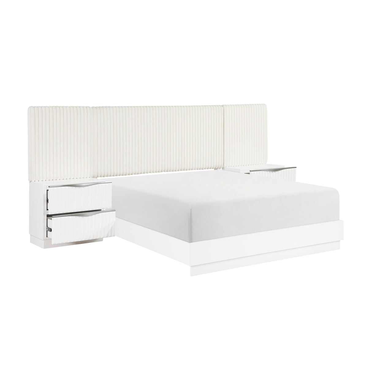Linea Pearl White Panel Wall Bedroom Set by Homelegance at Eve Furniture