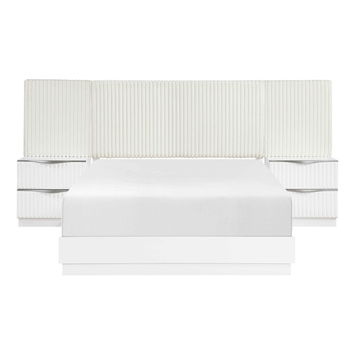 Linea Pearl White Panel Wall Bedroom Set by Homelegance at Eve Furniture