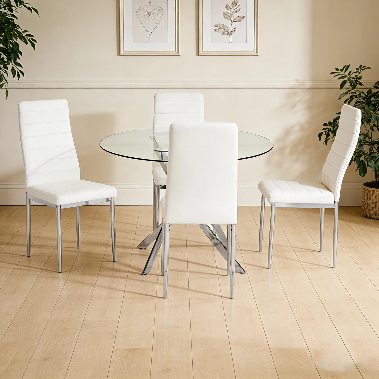 Linea White 5-Piece Dining Room Set by Happy Homes at Eve Furniture