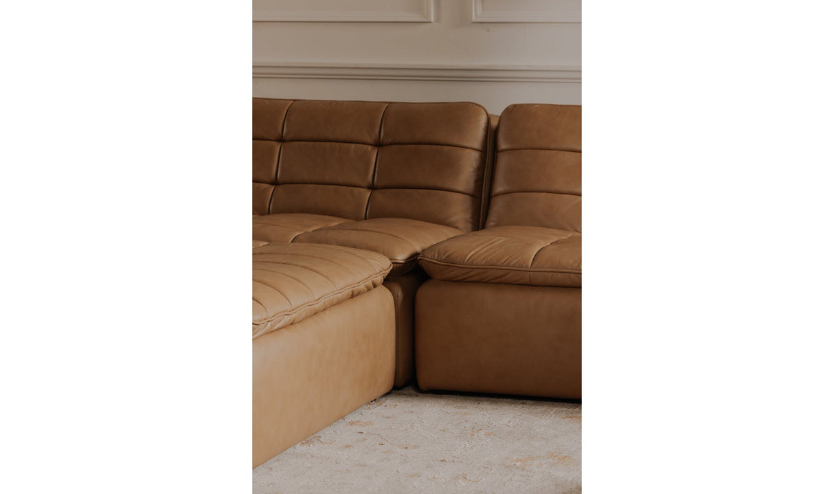 Lino Ottoman Tan Leather by Moe's Home at Eve Furniture