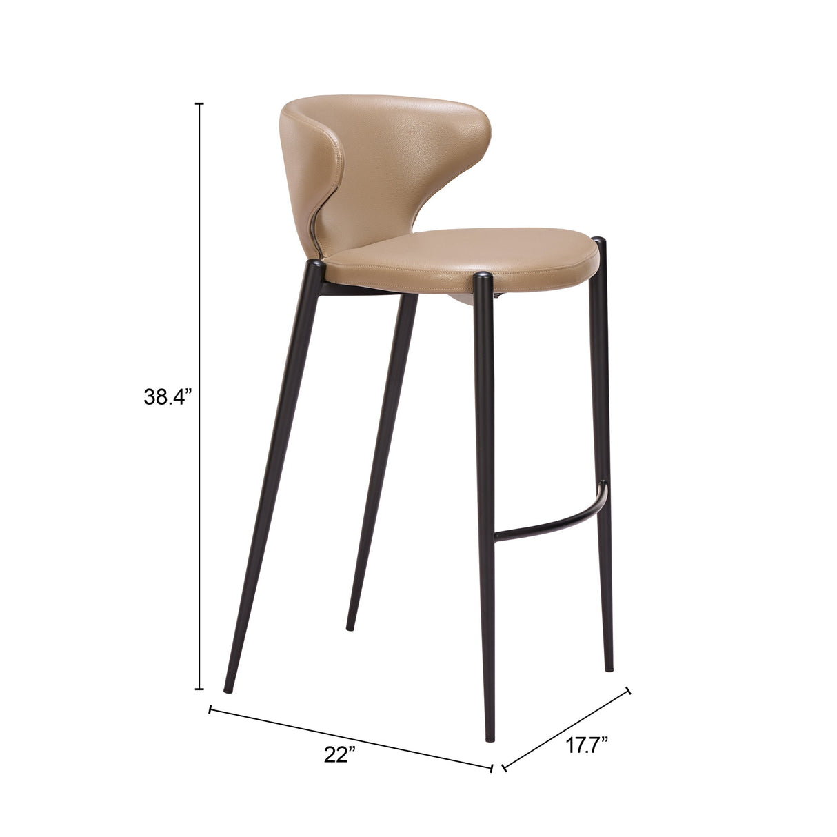 Lino Taupe Barstool (Set of 2) by Zuomod at Eve Furniture