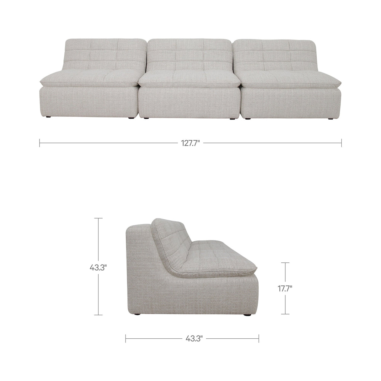 Lino Textured Oat Armless Modular Sofa by MOES at Eve Furniture