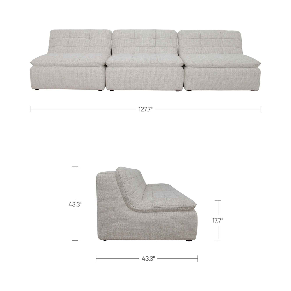 Lino Textured Oat Armless Modular Sofa by Moe's Home at Eve Furniture