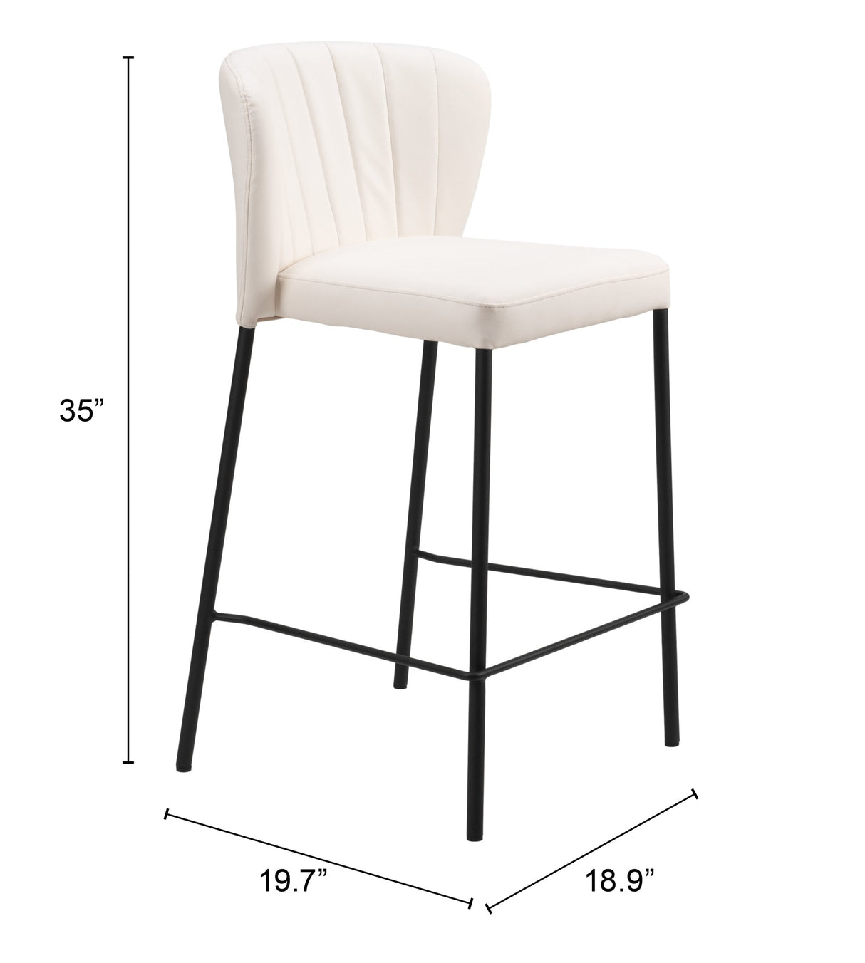 Linz Cream Counter Stool (Set of 2) by Zuomod at Eve Furniture
