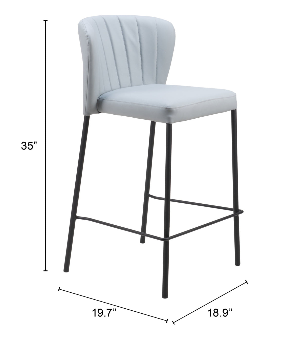 Linz Gray Counter Stool (Set of 2) by Zuomod at Eve Furniture