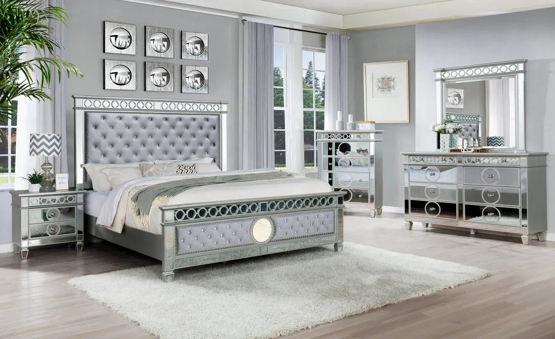 Linz Gray Velvet King 4-piece Bedroom Set by Happy Homes at Eve Furniture