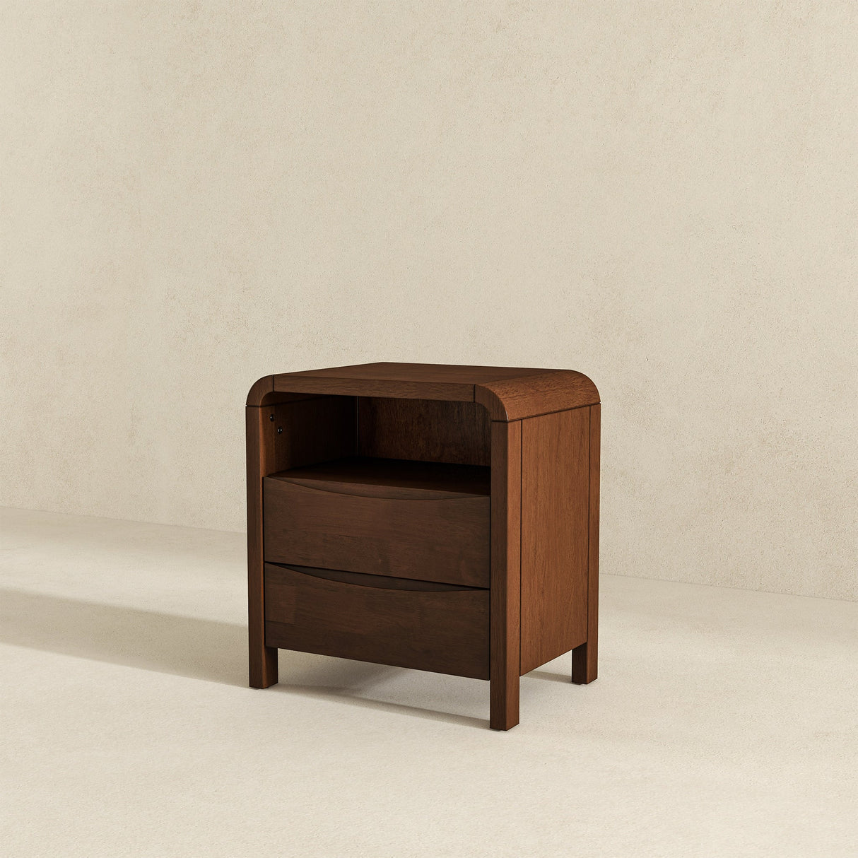 Lionel Mid Century Modern Solid Wood Nightstand 2-Drawer by Ashcroft Imports at Eve Furniture