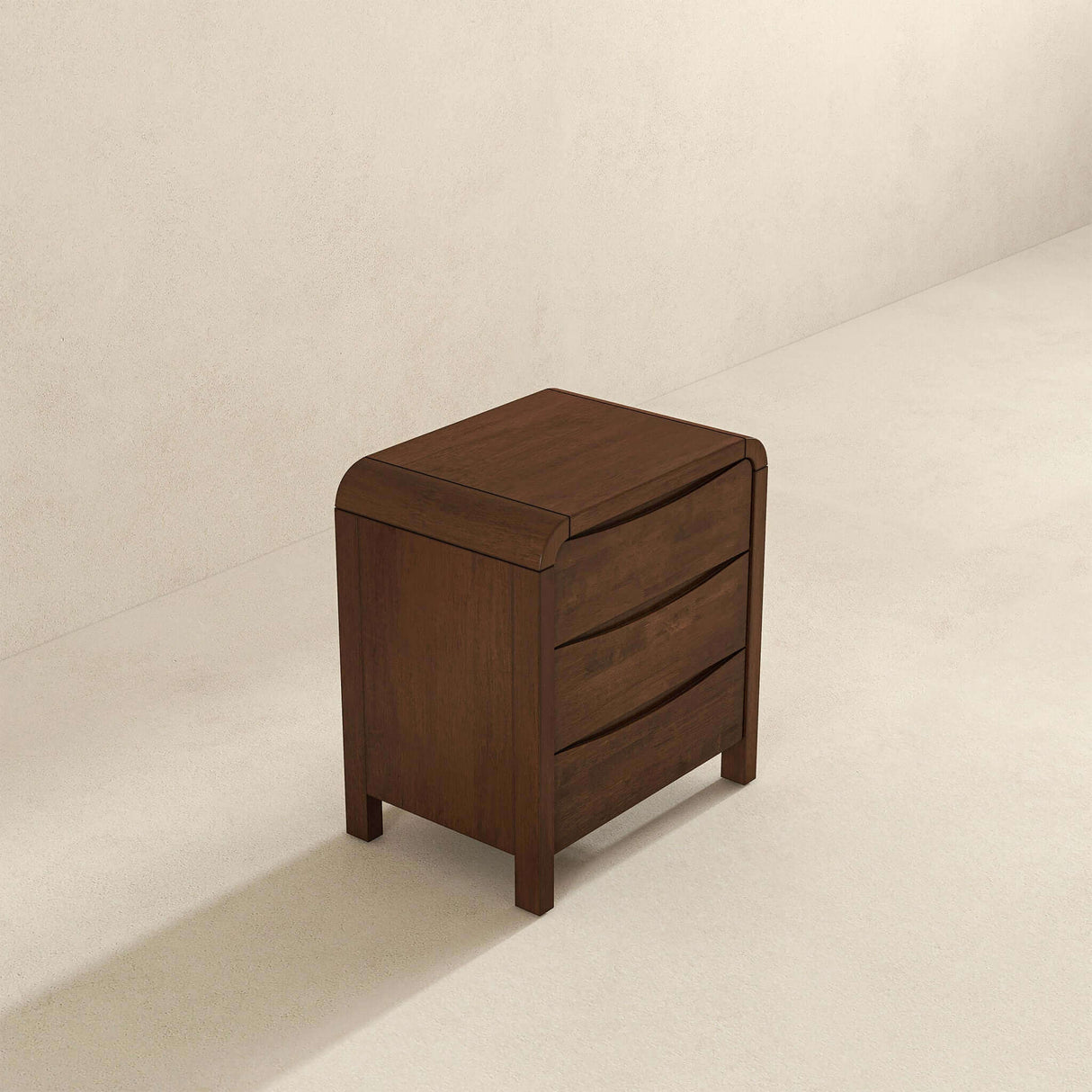 Lionel Mid Century Modern Solid Wood Nightstand 3-Drawer Bed Side Table by Ashcroft Furniture at Eve Furniture