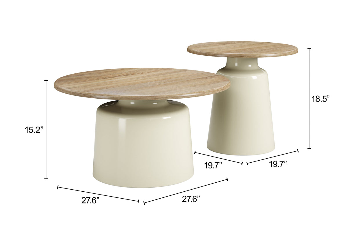 Lireen Natural & Ivory Coffee Table Set (2-Piece) by Zuomod at Eve Furniture