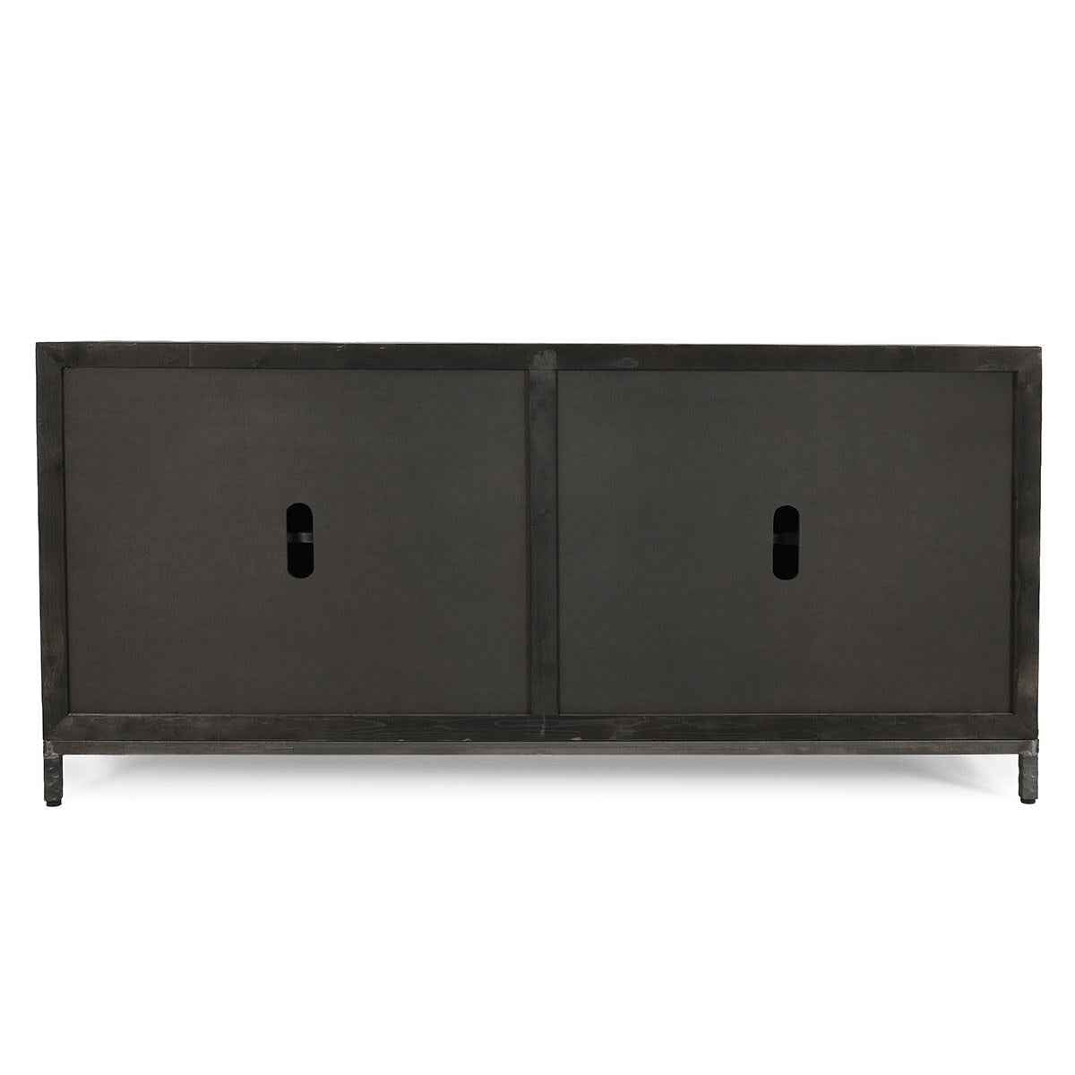 Lisbon 4 Door Cabinet - Weathered Black/Travertine by Classic Home at Eve Furniture