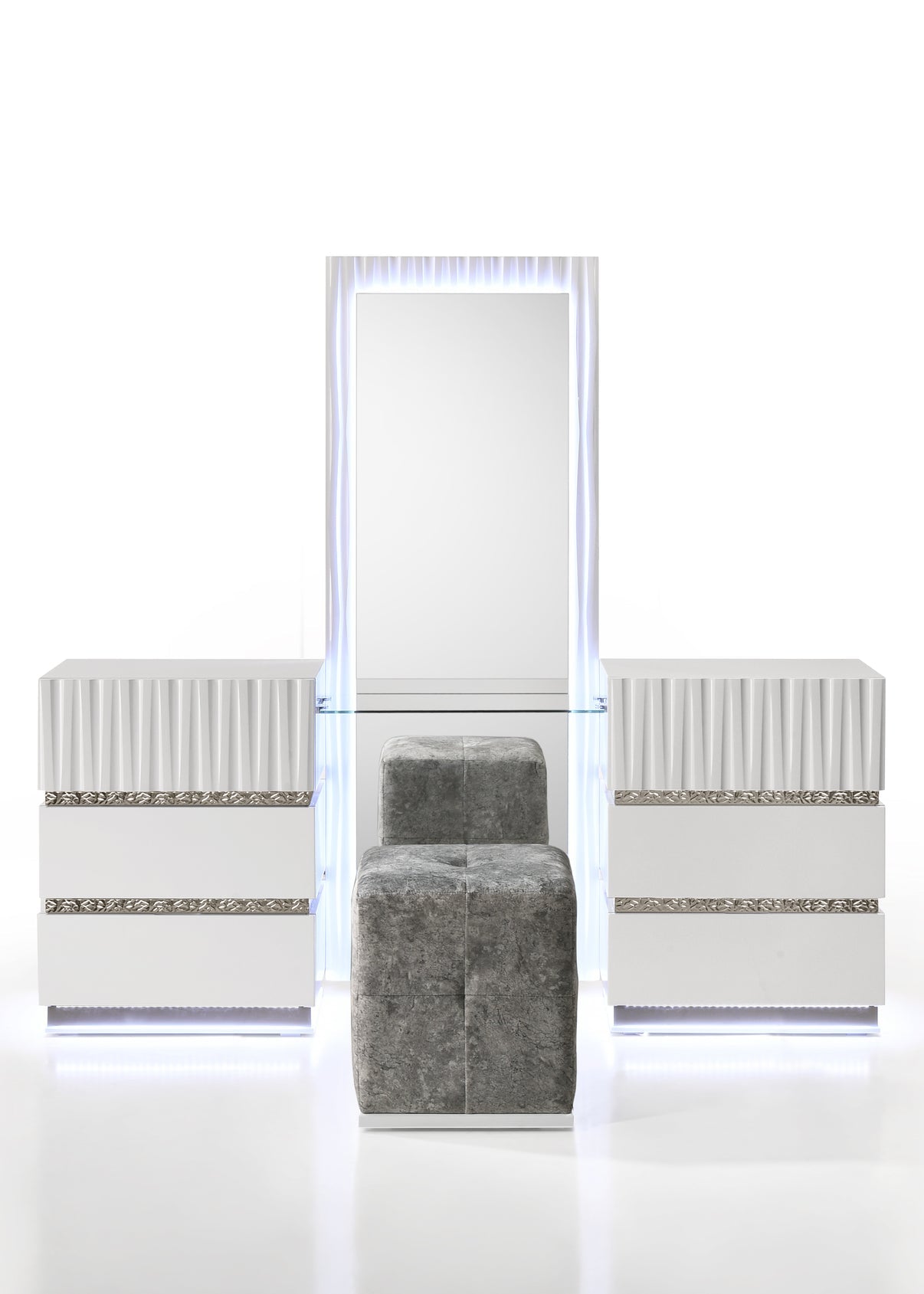 Lisbon White Platform Bedroom Set by New Era Innovations at Eve Furniture