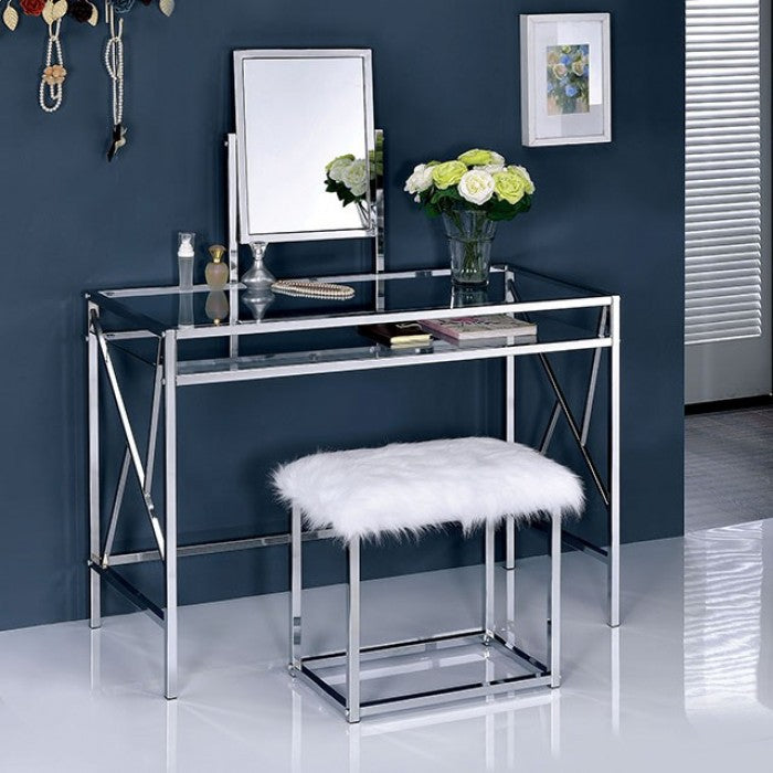Lismore Chrome Vanity w/ Stool by Furniture of America at Eve Furniture