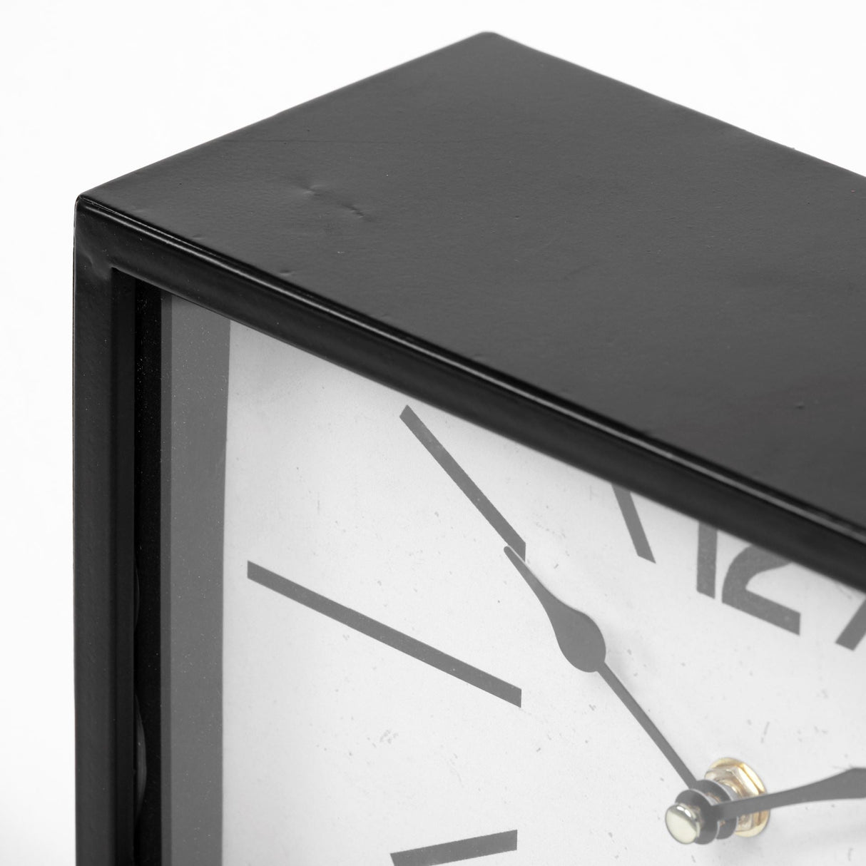 Lita Black Metal Rectangular Table Clock by Mercana at Eve Furniture