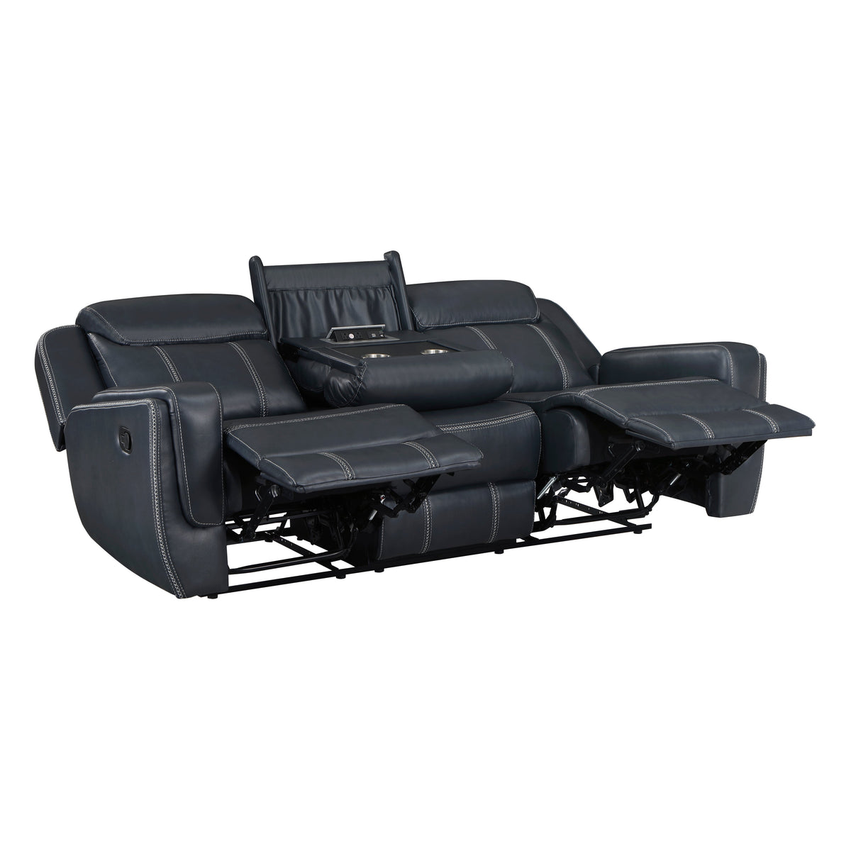 Littleton Blue 2-Piece Double Reclining Set by Homelegance at Eve Furniture