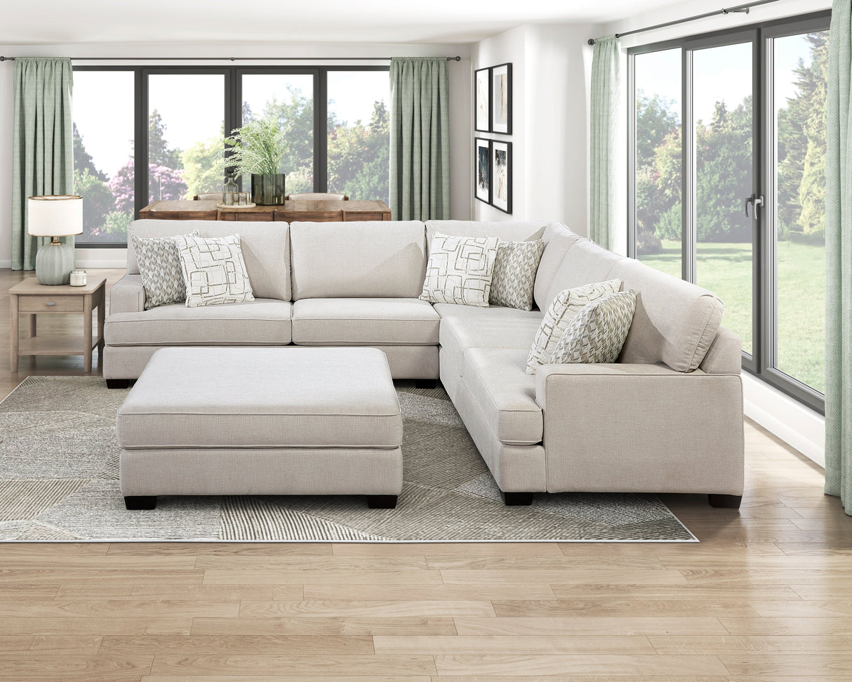 Livia Beige 3-Piece Sectional with Ottoman