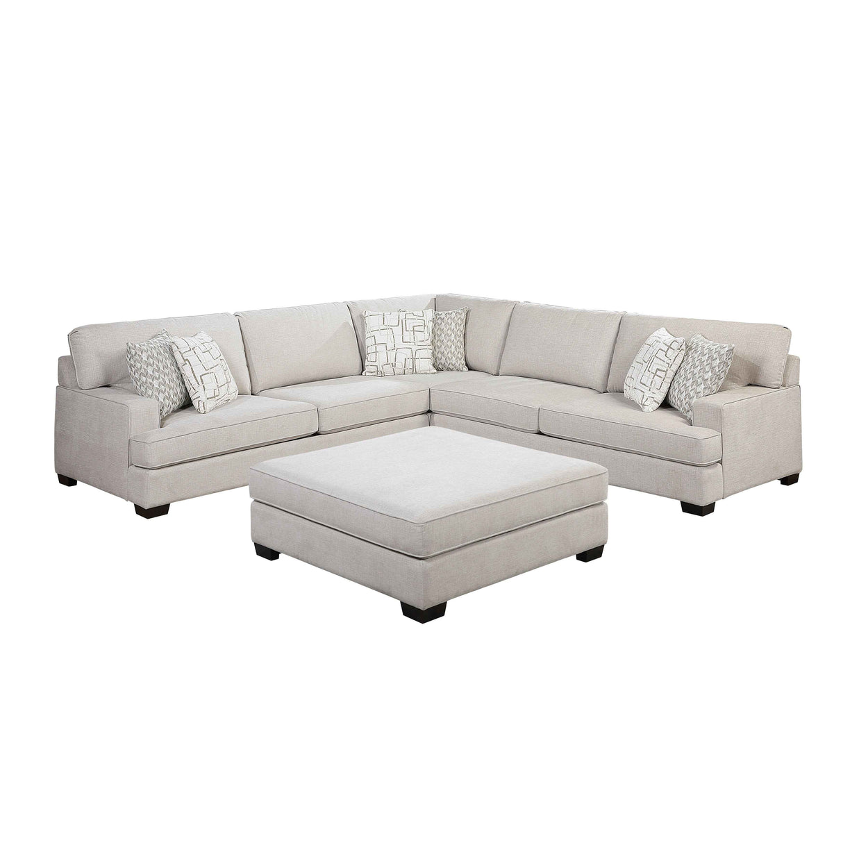 Livia Beige 3-Piece Sectional with Ottoman