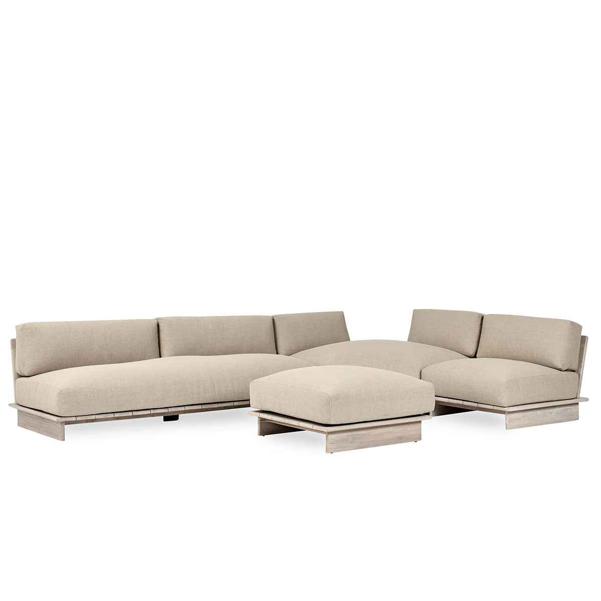 Livia Teak Taupe 3Pc Outdoor Sectional Sofa by Classic Home at Eve Furniture