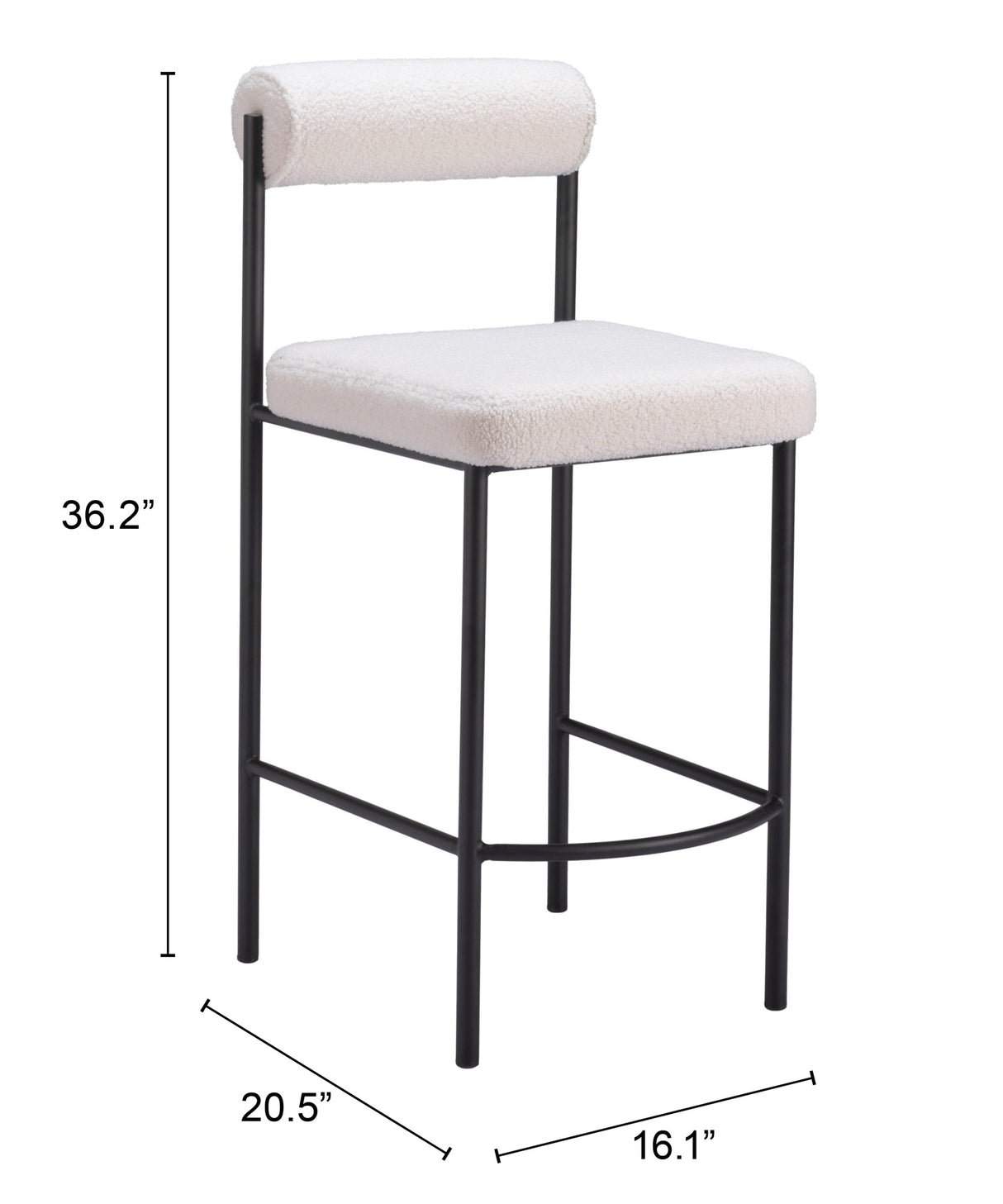 Livorno Ivory Counter Stool (Set of 2) by Zuomod at Eve Furniture