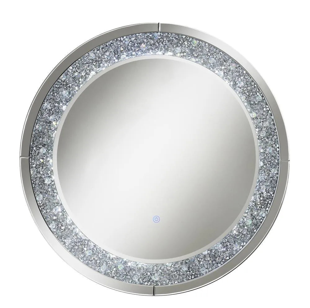 Lixue Silver Round Wall Mirror with LED Lighting by Coaster at Eve Furniture