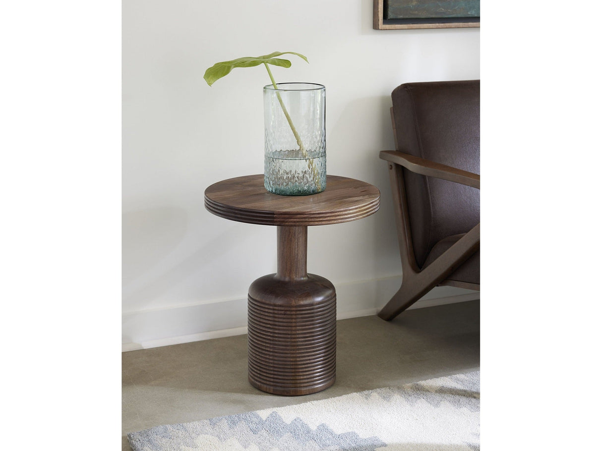 Liyana Solid Wood Round End Table in Natural Tan by Modus Furniture at Eve Furniture