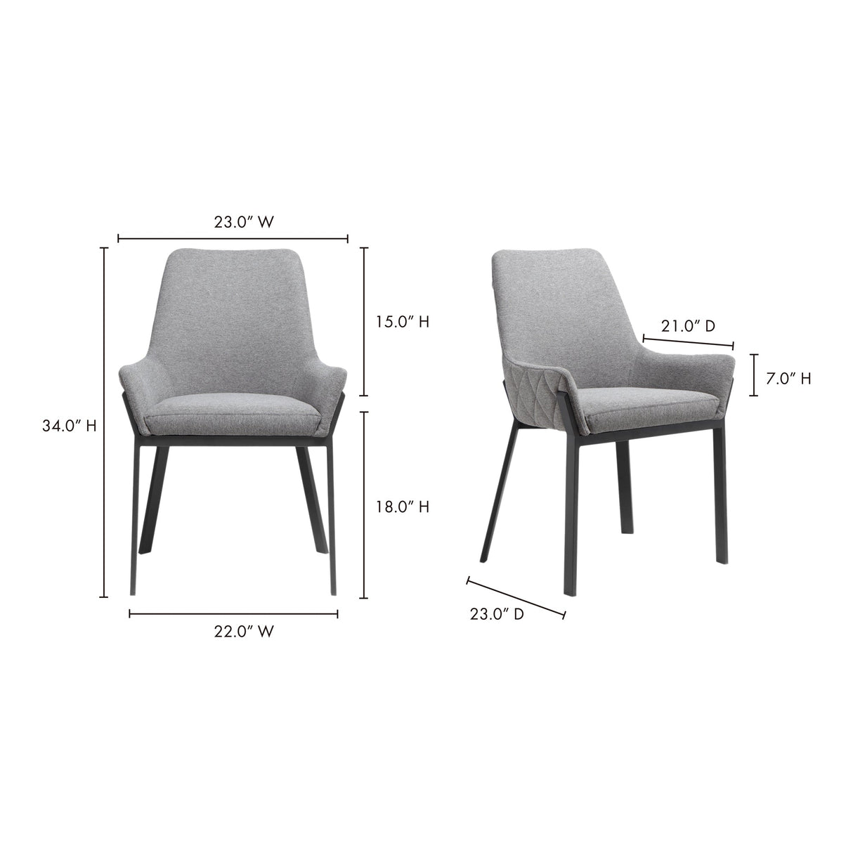 Lloyd Dark Grey Dining Chair (Set of 2) by Moe's Home at Eve Furniture