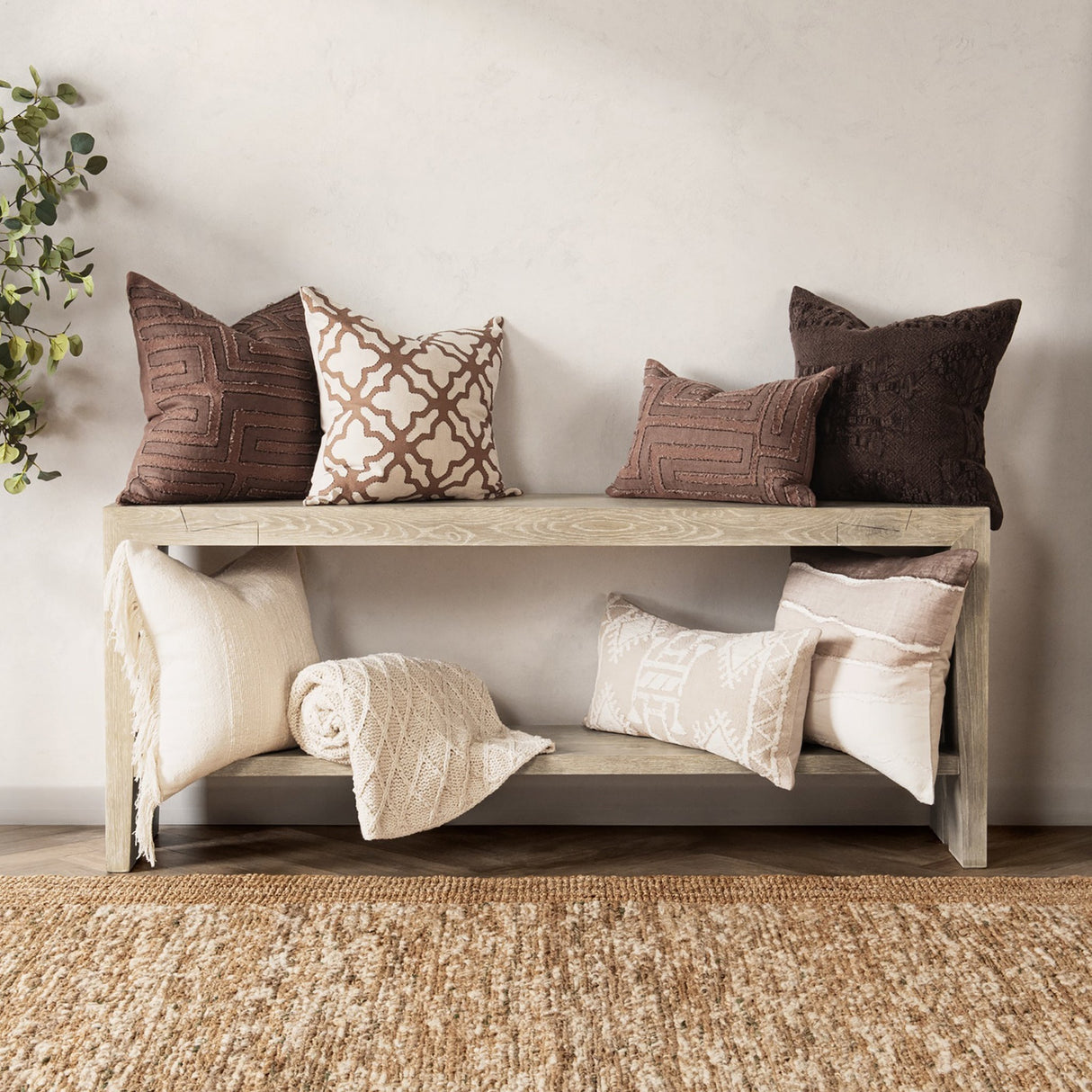 LN Abbey Sierra Brown 22x22 Throw Pillow (Set of 2) by Classic Home at Eve Furniture