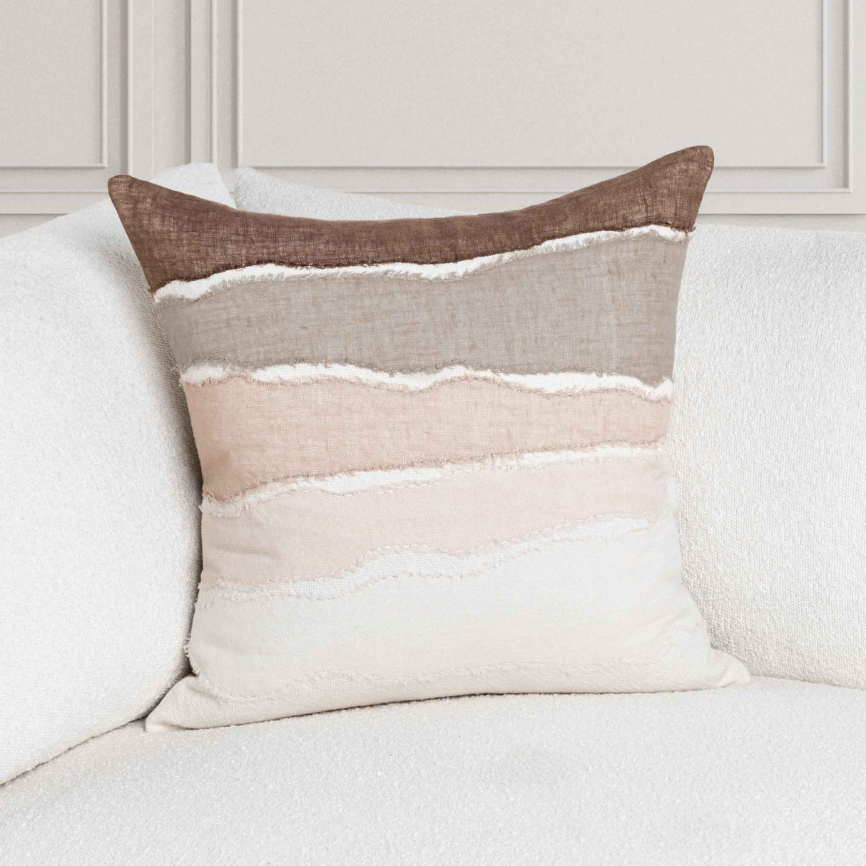 LN Bikram Ivory/Mocha Cream 22x22 Throw Pillow (Set of 2) by Classic Home at Eve Furniture