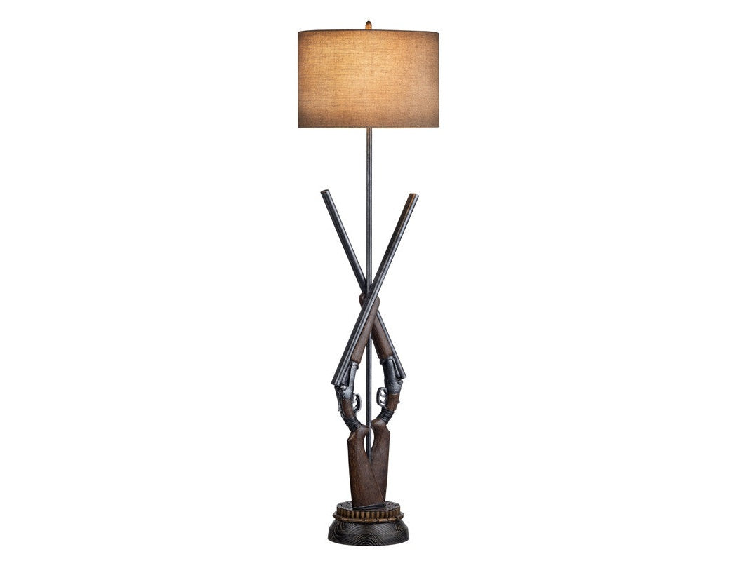 Load Ready Brown Double Barrel Floor Lamp by Crestview at Eve Furniture