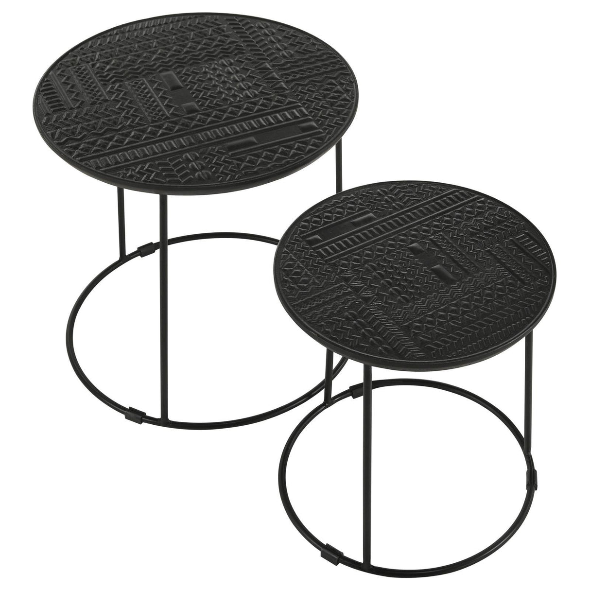 Loannis Matte Black 2-Piece Round Nesting Table by Coaster at Eve Furniture