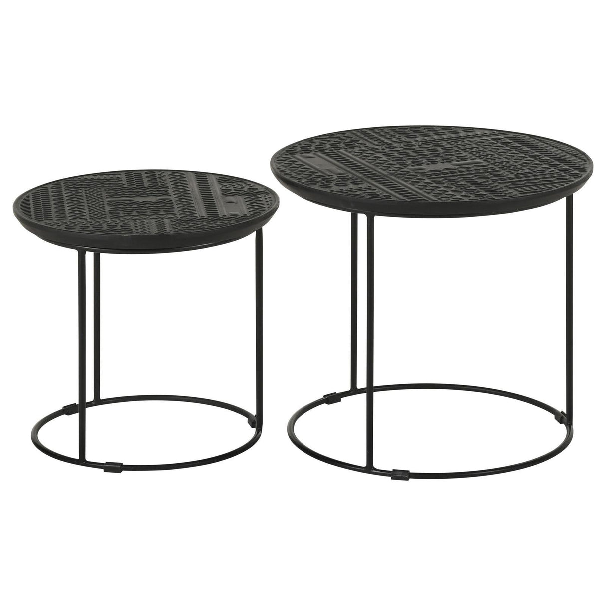 Loannis Matte Black 2-Piece Round Nesting Table by Coaster at Eve Furniture