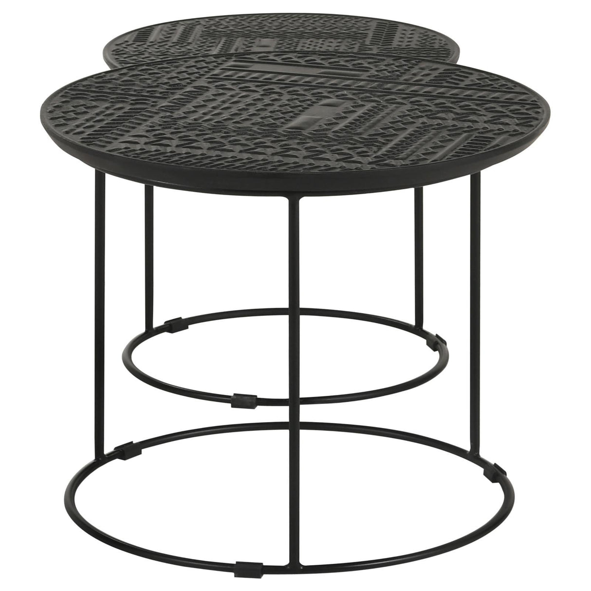 Loannis Matte Black 2-Piece Round Nesting Table by Coaster at Eve Furniture