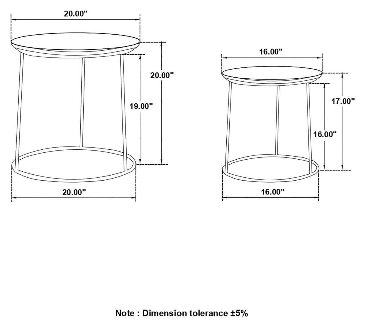 Loannis Matte Black 2-Piece Round Nesting Table by Coaster at Eve Furniture
