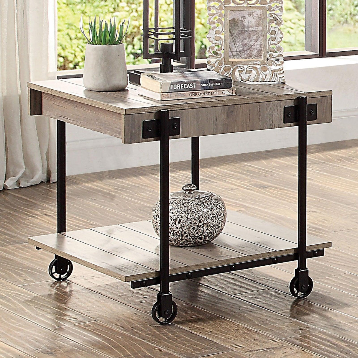 Lobb Natural Tone/Black End Table by Furniture of America at Eve Furniture