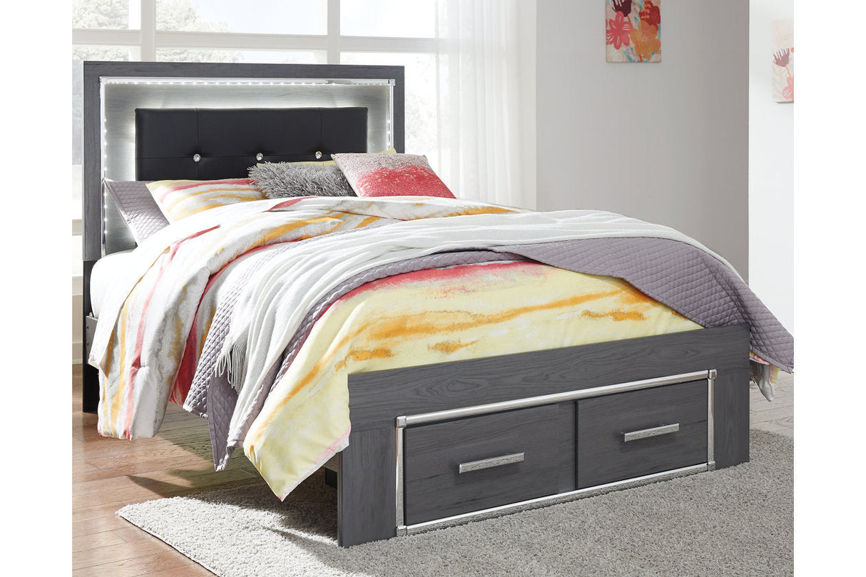 Lodanna Gray Full LED Upholstered Storage Panel Bed by Ashley at Eve Furniture