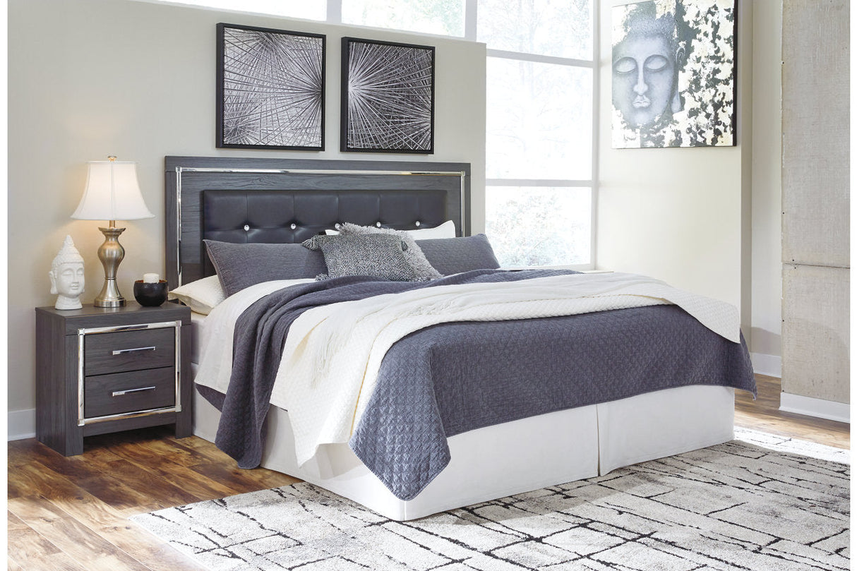 Lodanna Gray King LED Upholstered Panel Bed by Ashley at Eve Furniture