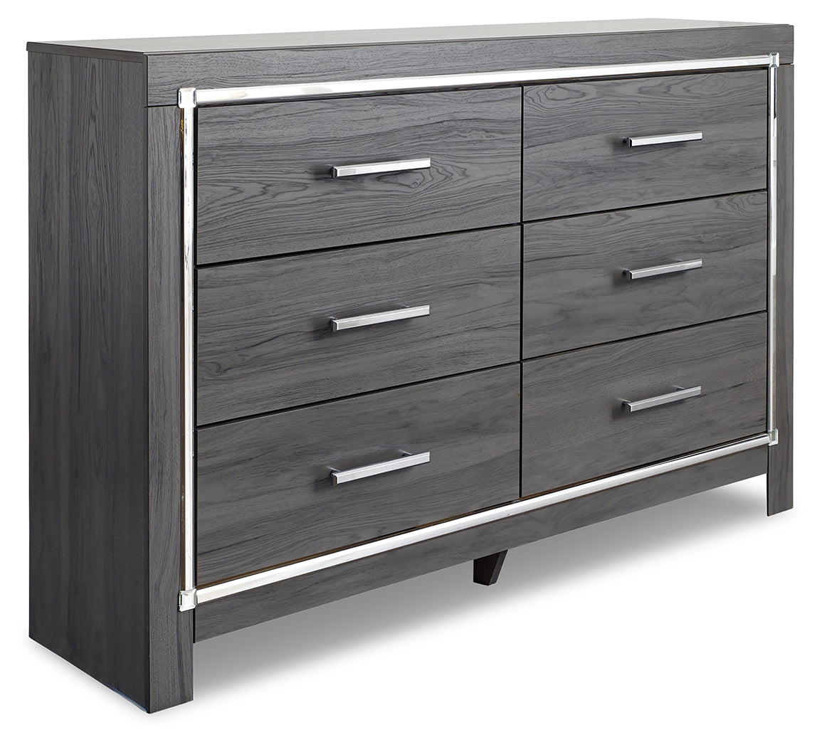 Lodanna Gray LED Upholstered Panel Bedroom Set by Ashley at Eve Furniture