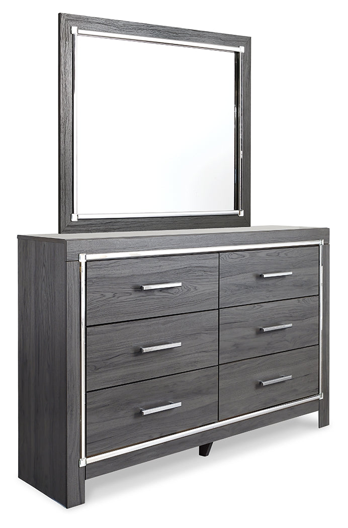 Lodanna Gray LED Upholstered Storage Panel Bedroom Set by Ashley at Eve Furniture