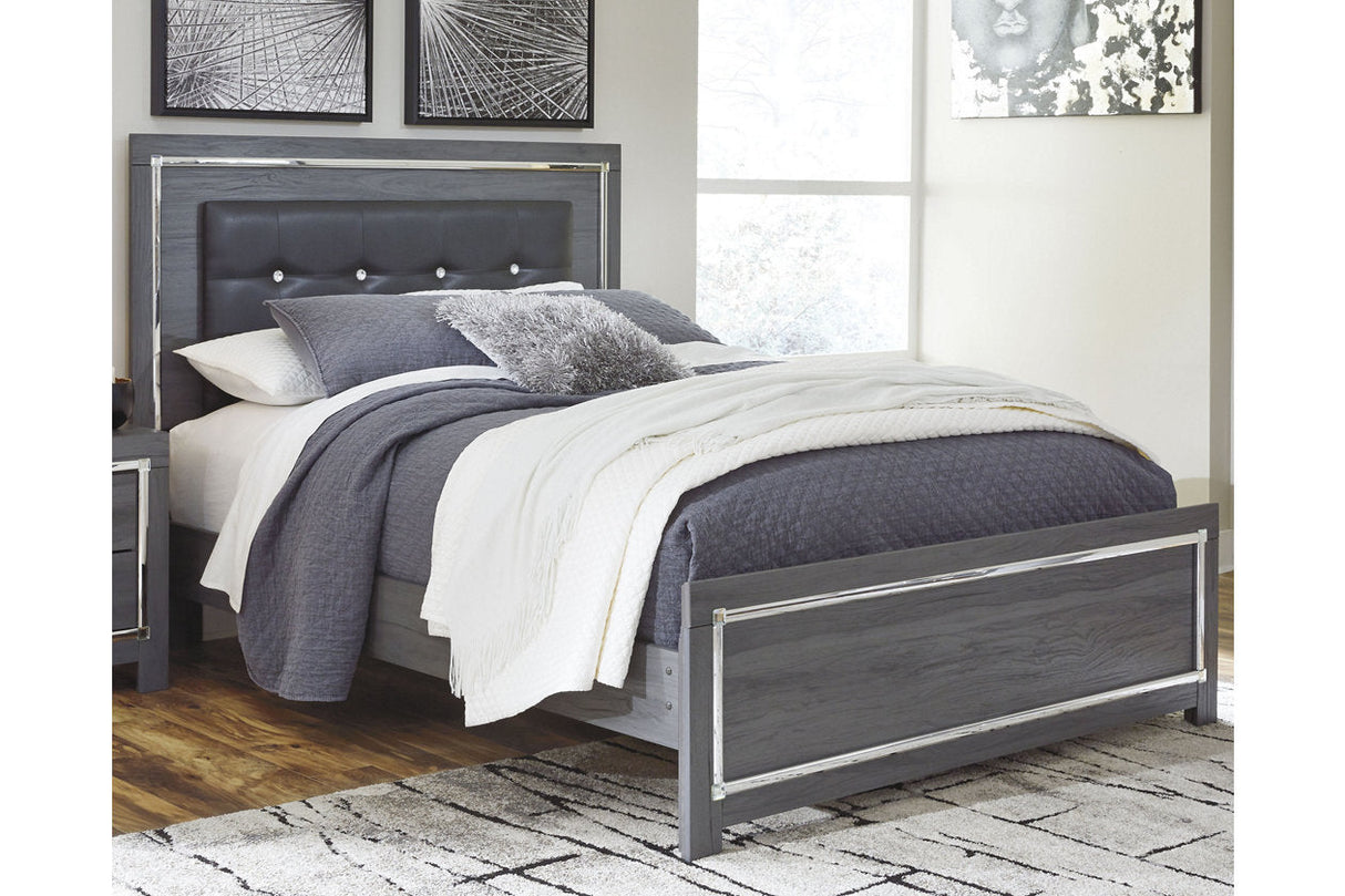 Lodanna Gray Queen LED Upholstered Panel Bed by Ashley at Eve Furniture