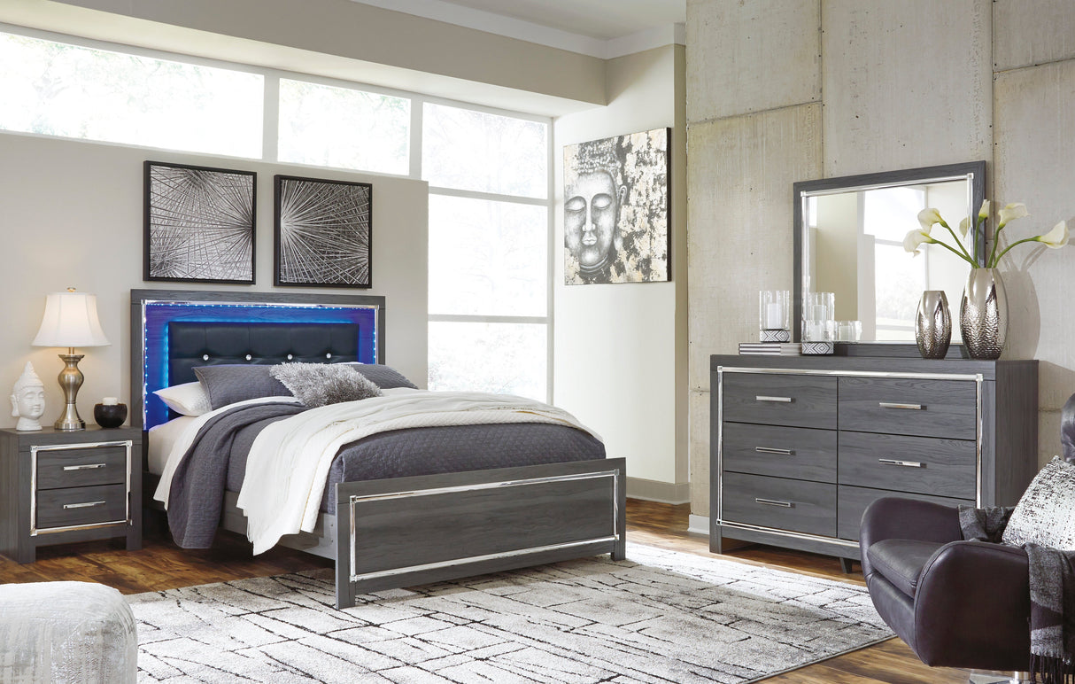 Lodanna Gray Queen LED Upholstered Platform Bed by Ashley at Eve Furniture