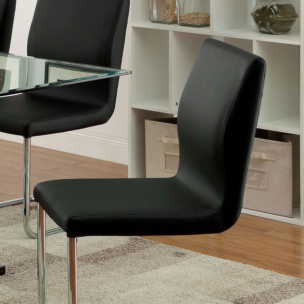 Lodia Black/Chrome Side Chair, Set of 2 by Furniture of America at Eve Furniture