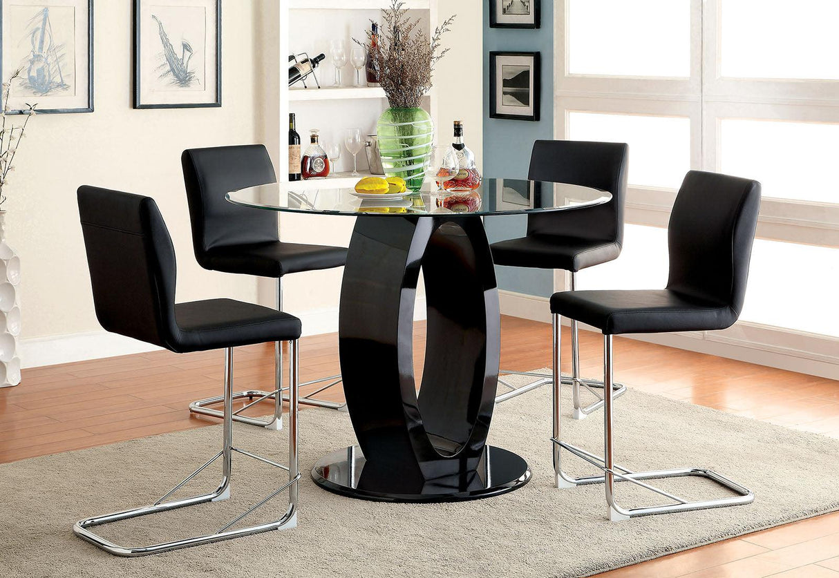 Lodia Black Round Counter Ht. Table by Furniture of America at Eve Furniture