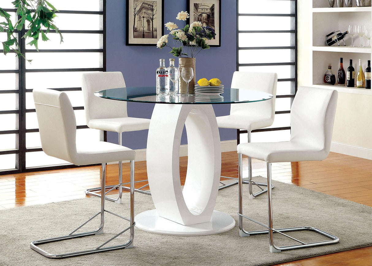 Lodia White Round Counter Ht. Table by Furniture of America at Eve Furniture