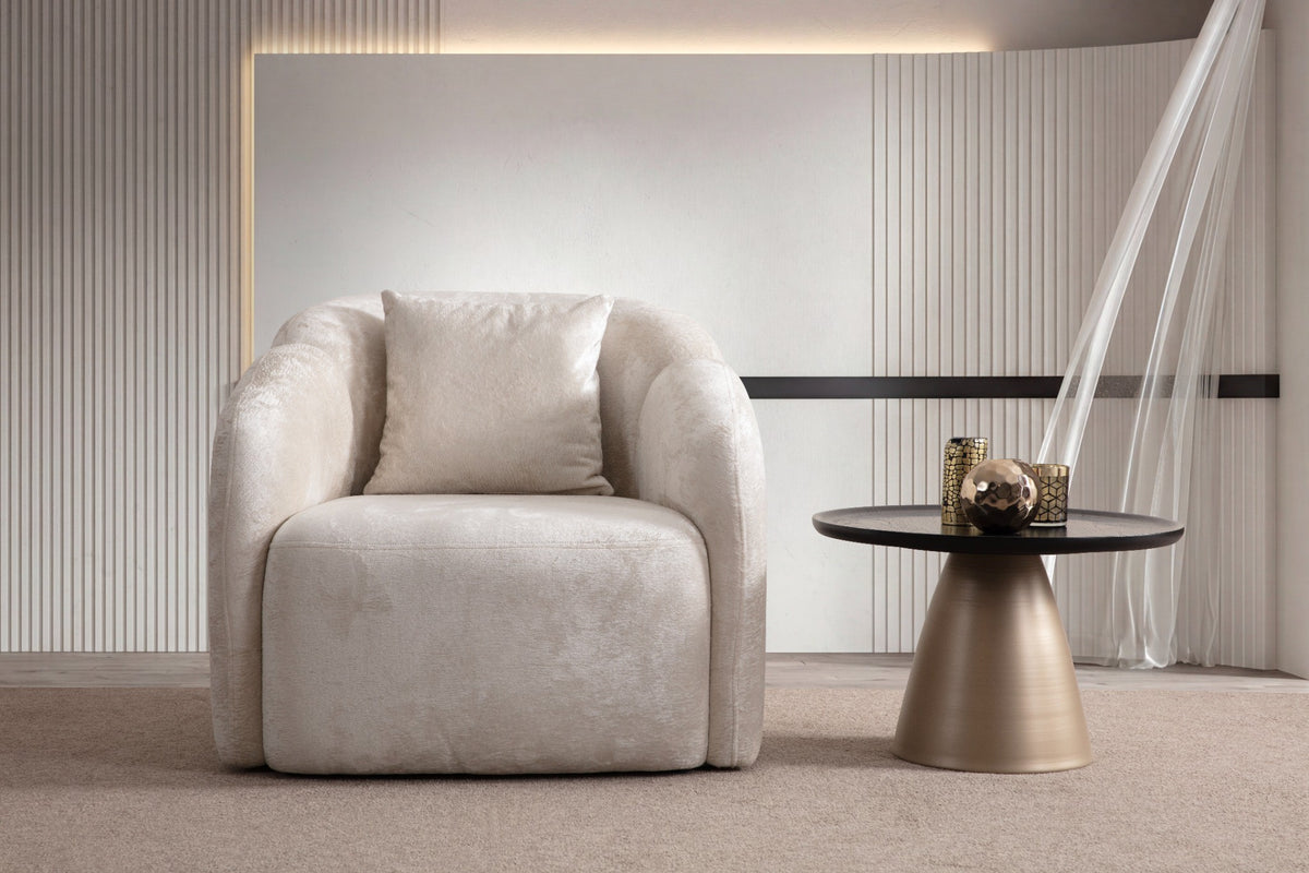 Loft Ivory Curved Accent Chair by Mobella at Eve Furniture