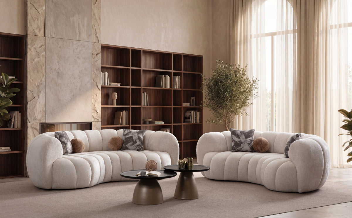 Loft Ivory Curved Living Room Set by Mobella at Eve Furniture