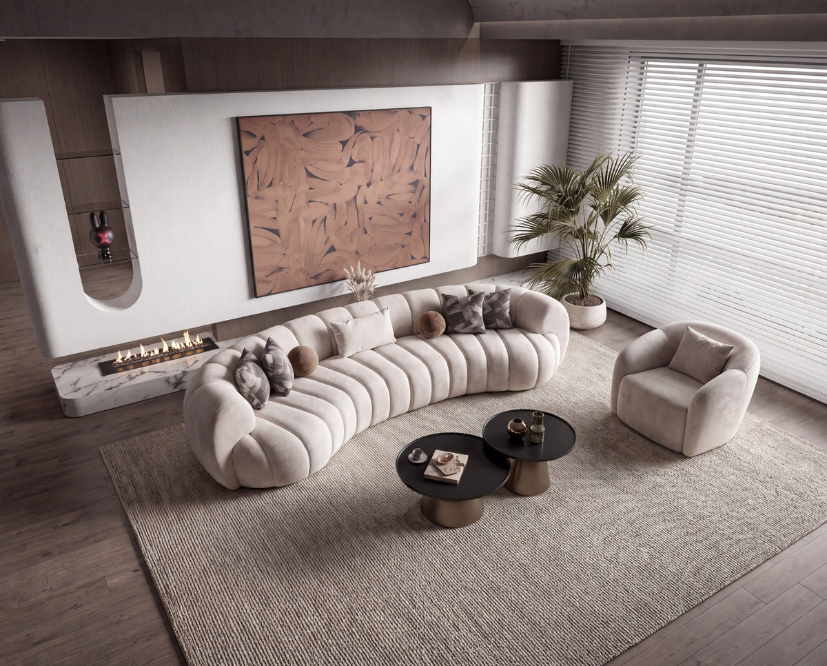 Loft Ivory Curved Living Room Set by Mobella at Eve Furniture