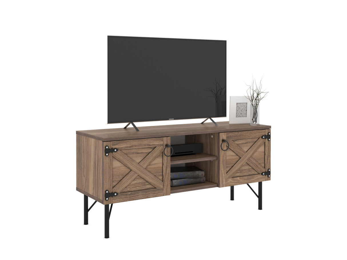 Loft Tv Stand Walnut - Black by Furnia at Eve Furniture