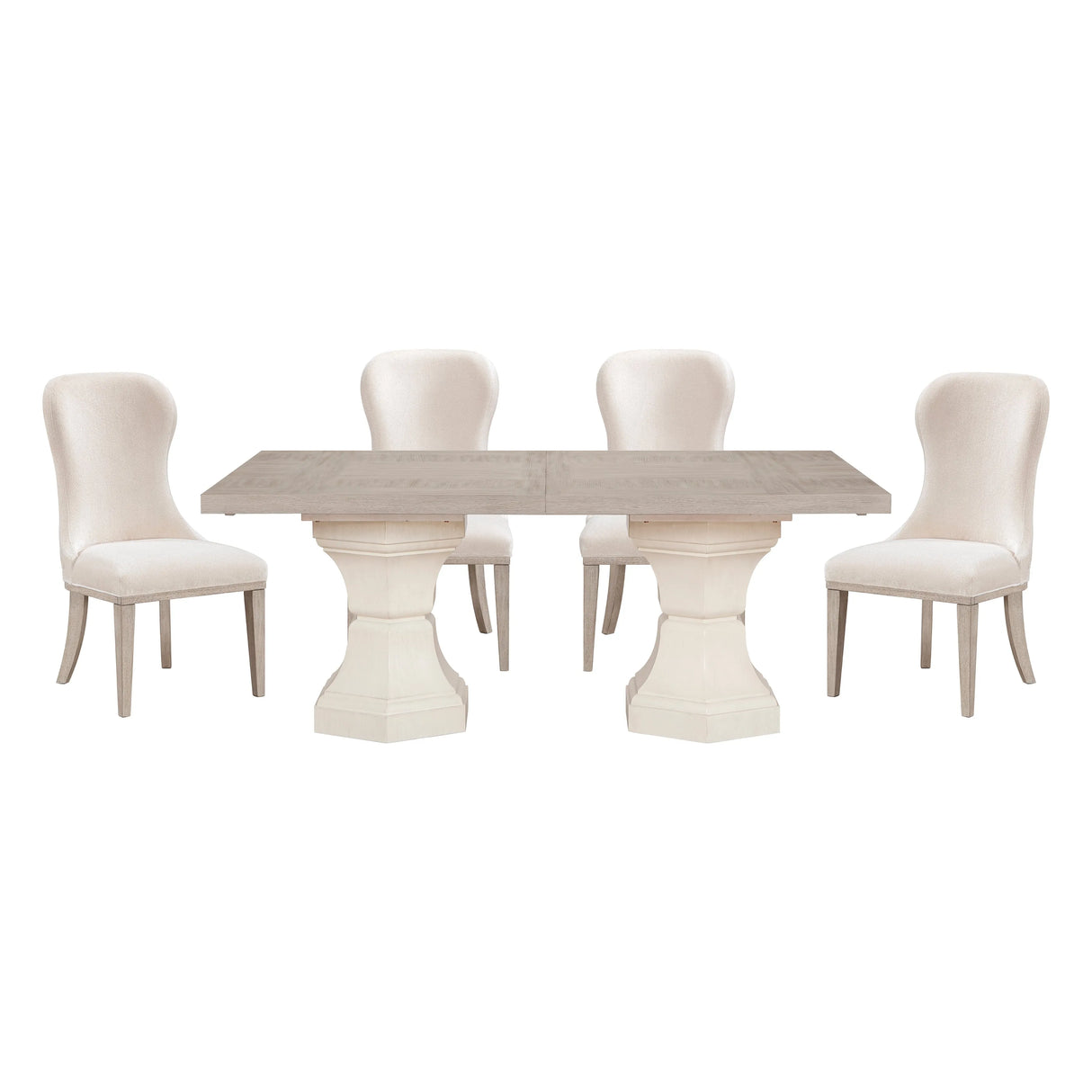 Lofton Light Gray/Ivory Extendable Dining Set by Homelegance at Eve Furniture