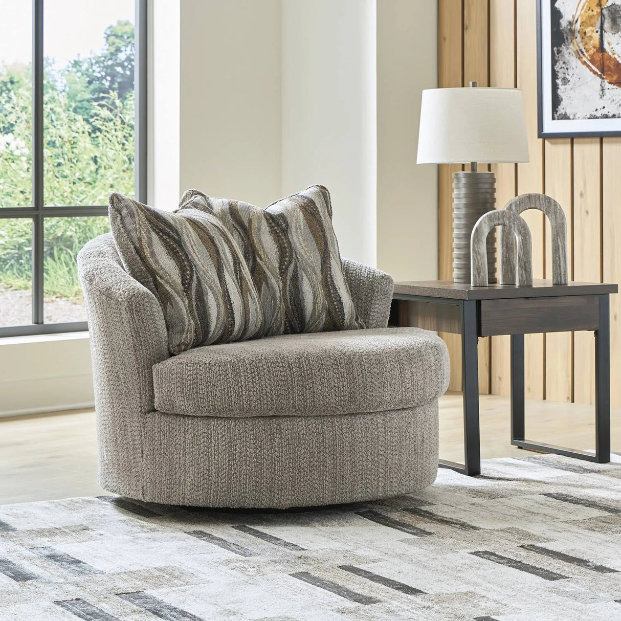 Lofwood Fossil Swivel Accent Chair by Ashley at Eve Furniture