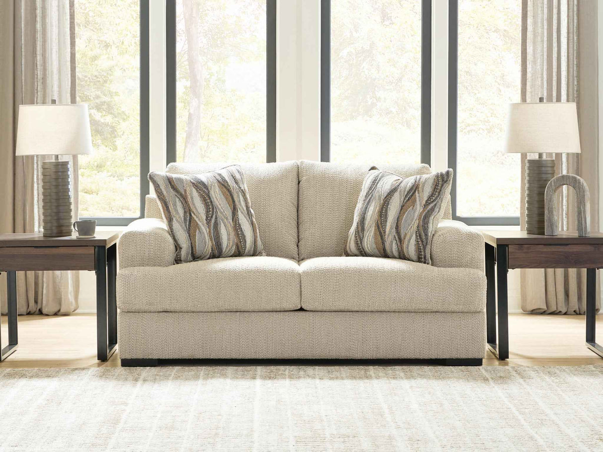 Lofwood Oatmeal Loveseat by Ashley at Eve Furniture