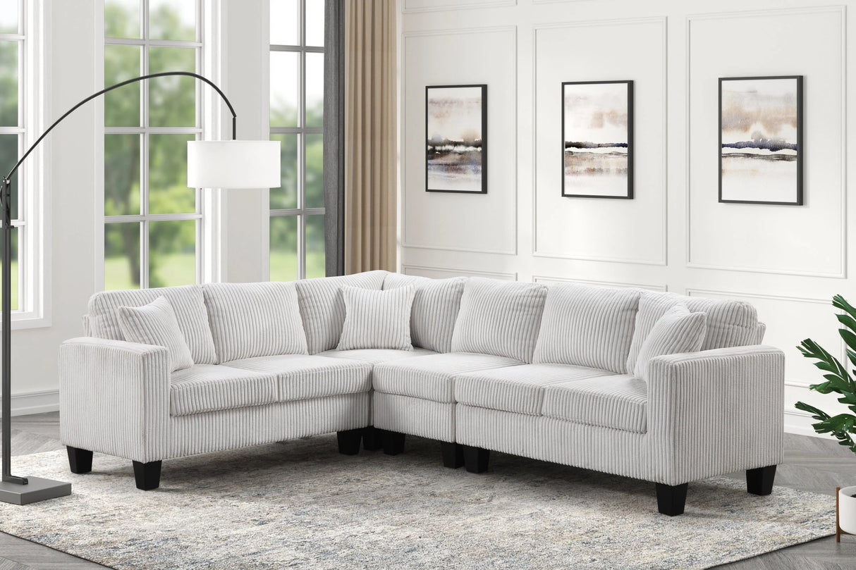 Logan Beige Cord Fabric Reversible Sectional by Happy Homes at Eve Furniture